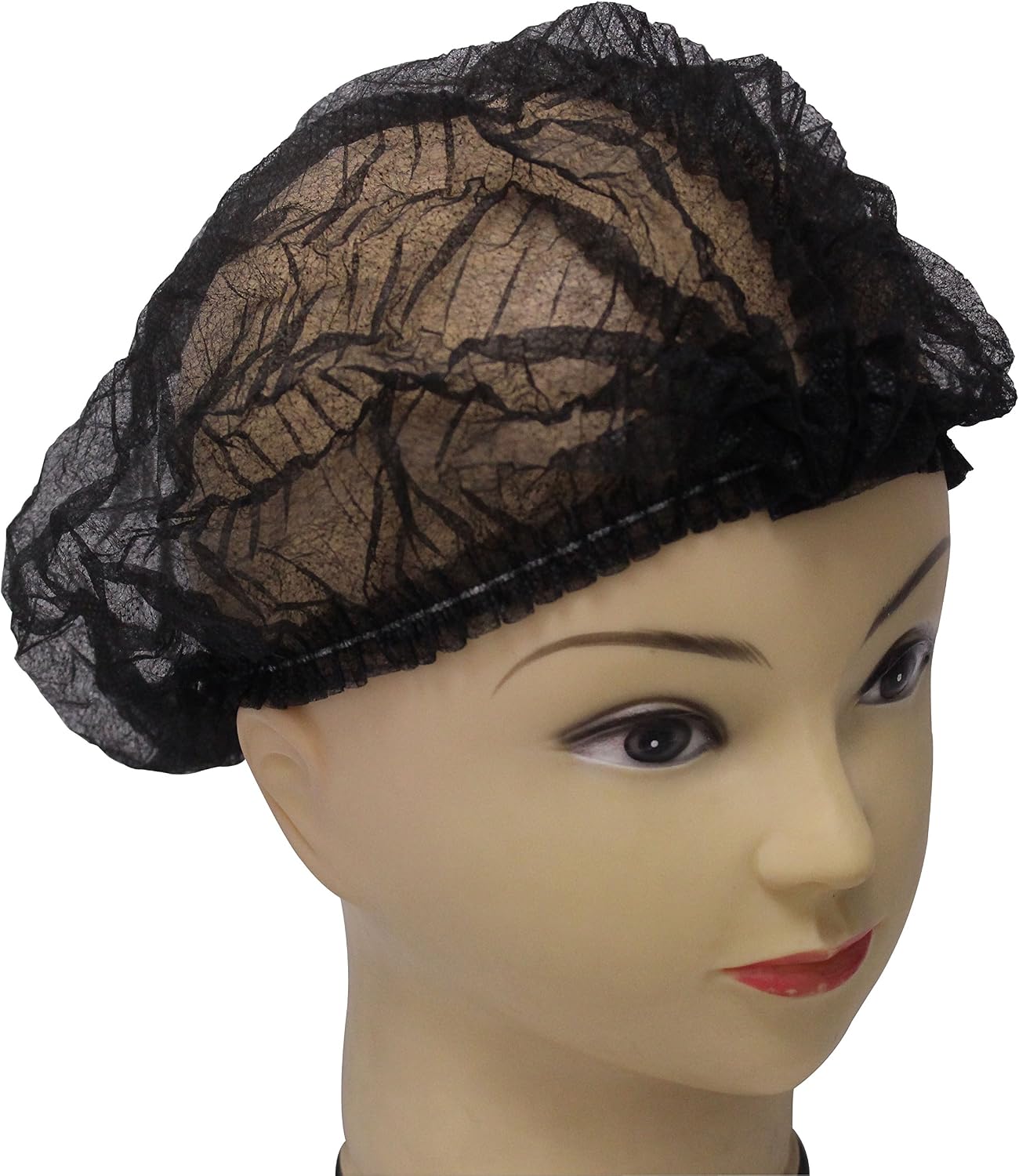 A+ DESIGN 100 Pieces Disposable Non-Woven Clip Caps Mob caps hairnets Head Cover, 21", with 6 Colors for You to Choose. (Black)
