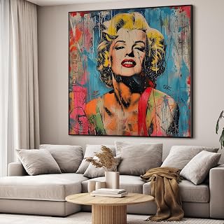 46"x46" XL Framed Wall Art - Marilyn Monroe Retro Icon Portrait (Frame Assembly Required)