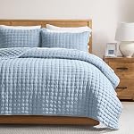 WDCOZY King Size Quilt Bedding Sets with 2 Pillow Shams, Lightweight Soft Bedspread Coverlet, Quilted Blanket Thin Comforter Bed Cover for All Season, 3 Pieces, 104x90 inches, Blue