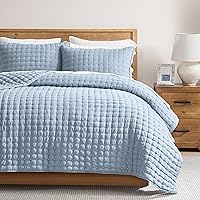 Vista 15 de WDCOZY - Juego de colcha con fundas de almohada, ligera extragrande, manta acolchada y delgada, 3 piezas, 118 x 106 pulgadas, tamaño California Gris