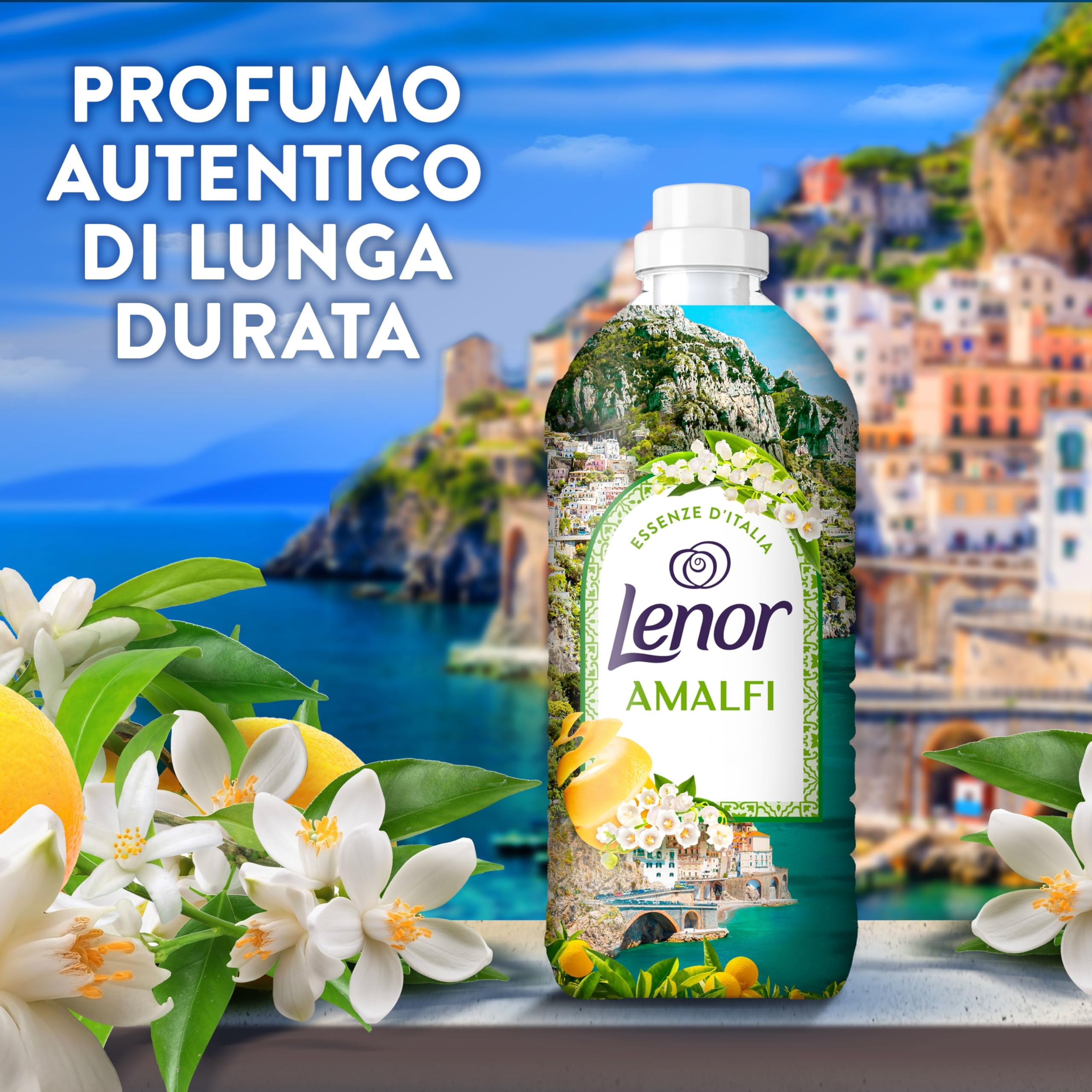 Lenor Ammorbidente Lavatrice Concentrato Essenze d’Italia, 440 Lavaggi (8x55), Amalfi, Note Di Limone e Mughetto, Profumo autentico di lunga durata