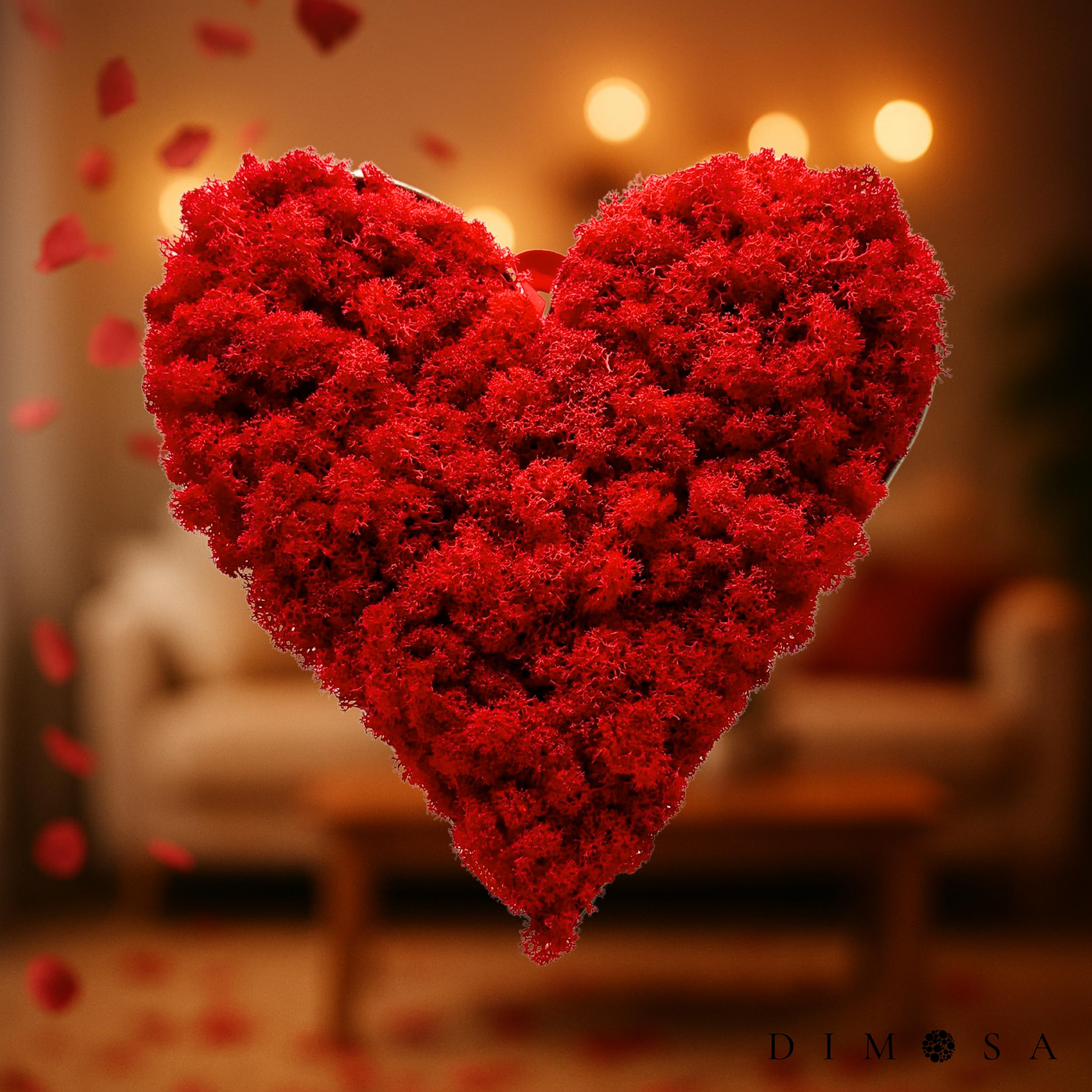 DIMOSA Herz „Red Passion“ aus Stahlblech & echtem Rentiermoos. Perfekt für Valentinstag, Hochzeit, Jahrestag, Muttertag oder als liebevolles Wohnaccessoire