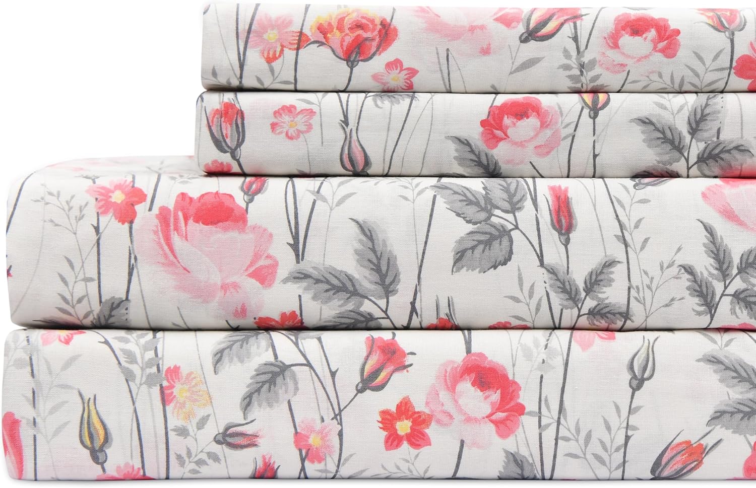 Sleepdown 100% Cotton Queen Size Bed Sheet Set - 4 Pcs, Ultra Soft, Breathable Percale, 16" Deep Pocket, Coral Mandalas