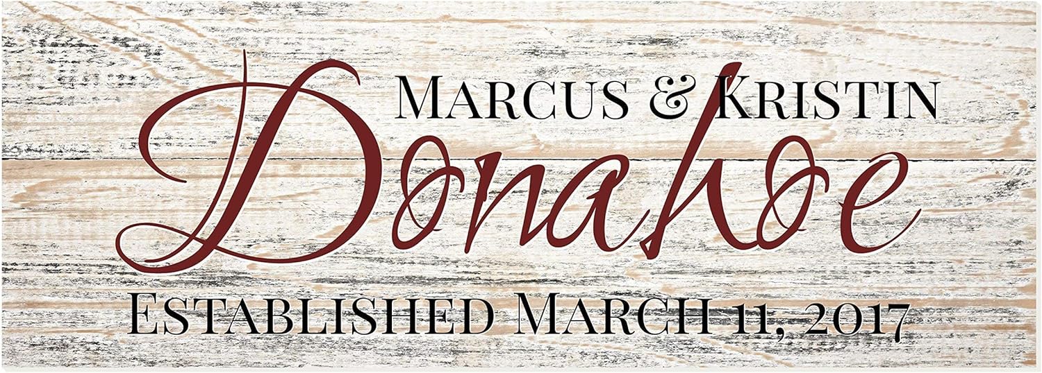 Personalized Printed Wood Family Name Sign With Established Date