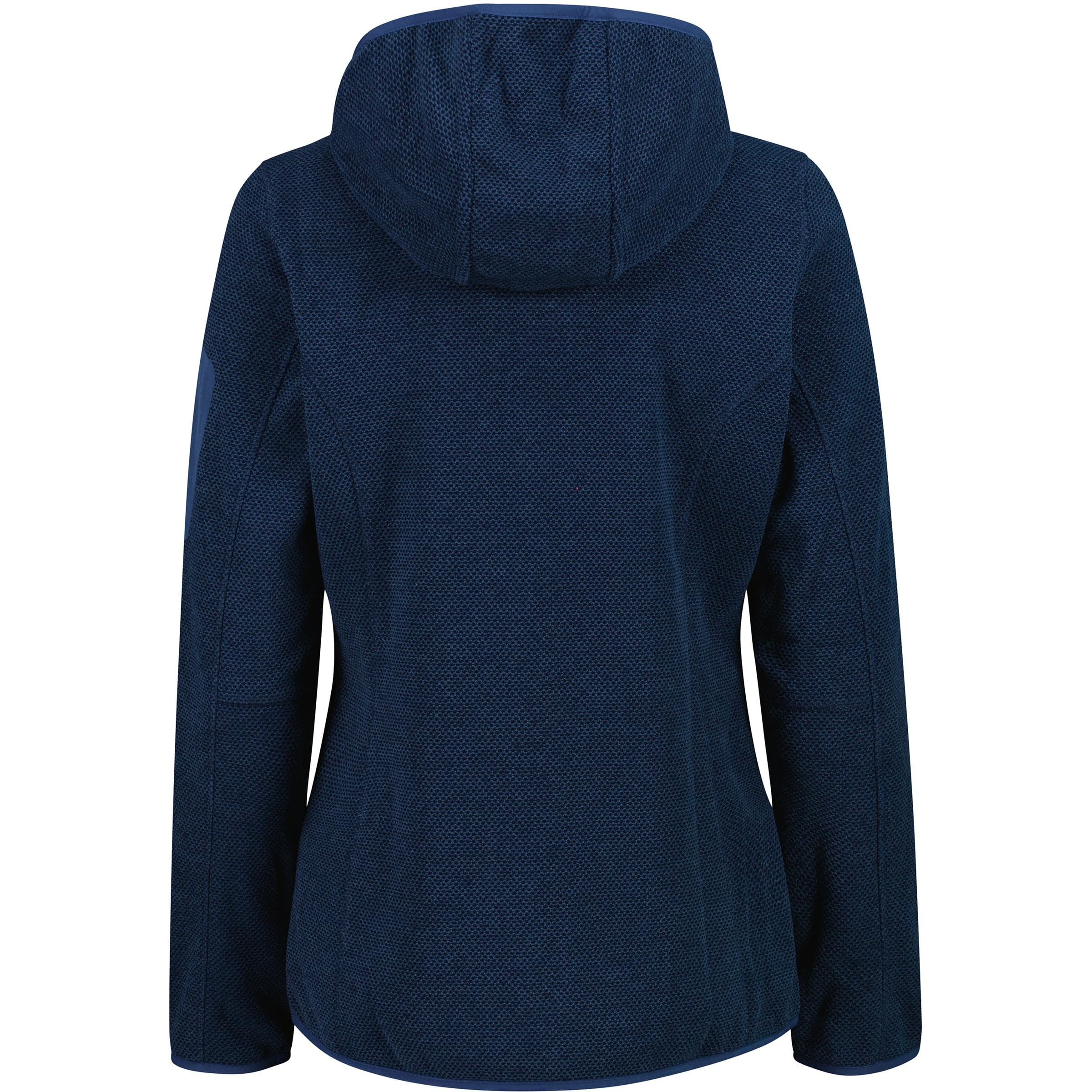 CMP Knit-Tech Chaqueta Polar Mujer con Capucha talla L | Fleece jaspeado cálido, inserto cortaviento, capucha fija, bolsillos con cremallera y bolsillo en manga.