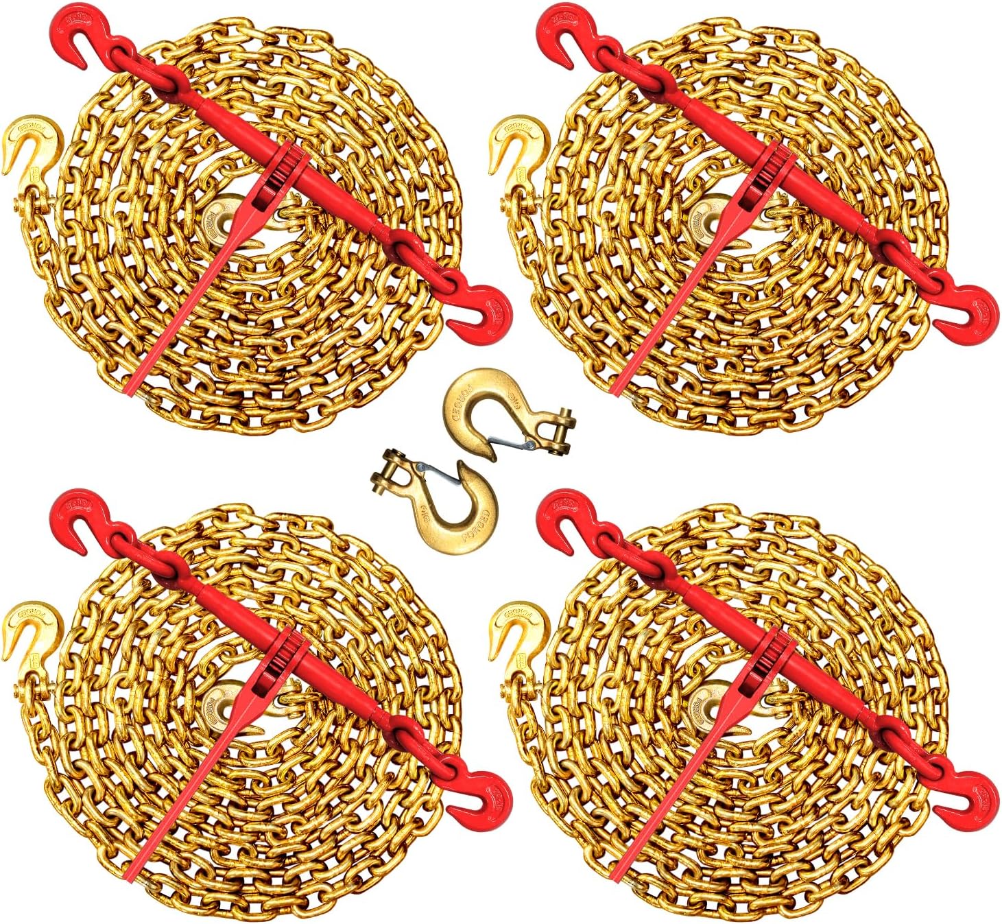 7100lbs WLL Chains and Binders Kit 3/8"x10FT G80 Tow Chain