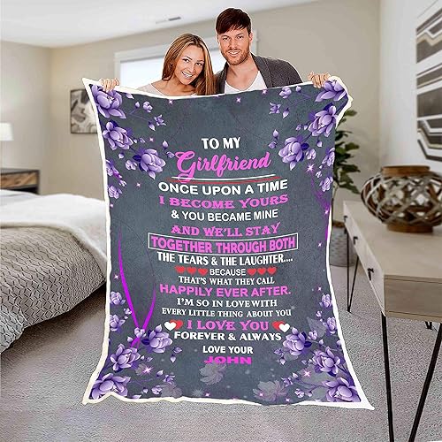 Miniatura 3 de a mi novia feliz siempre después, manta personalizada para novia, con nombre de novio y con citas, regalos de cumpleaños, para ella. Manta