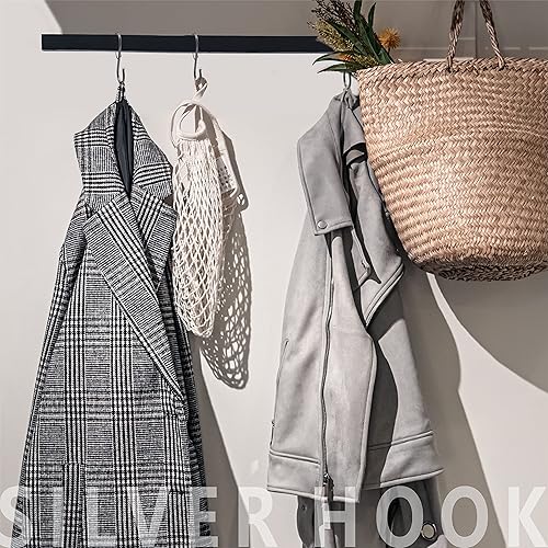 Miniatura 7 de Vantasii Paquete de 10 ganchos en S para colgar, gancho en forma de S a prueba de óxido con hebilla de seguridad, gancho de metal resistente para