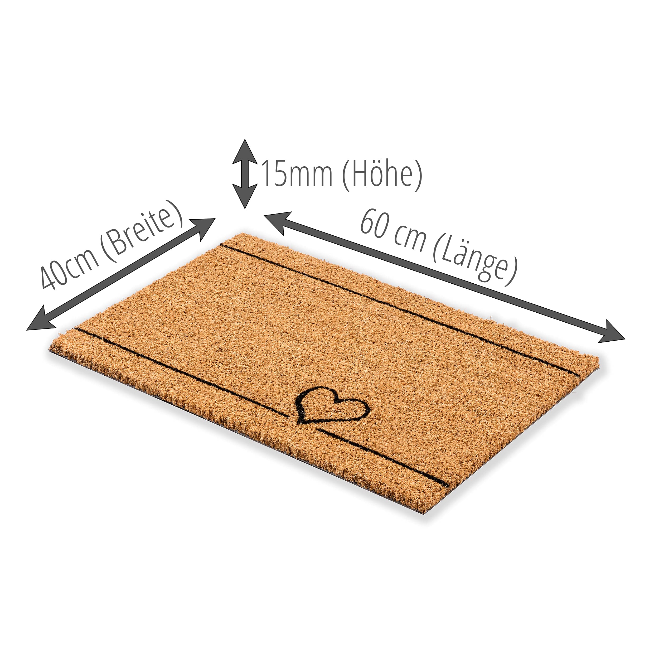 Zerbino In Cocco Design Cuori - 40x60 Cm Antibatterico Naturale Per Interni - Foto 12