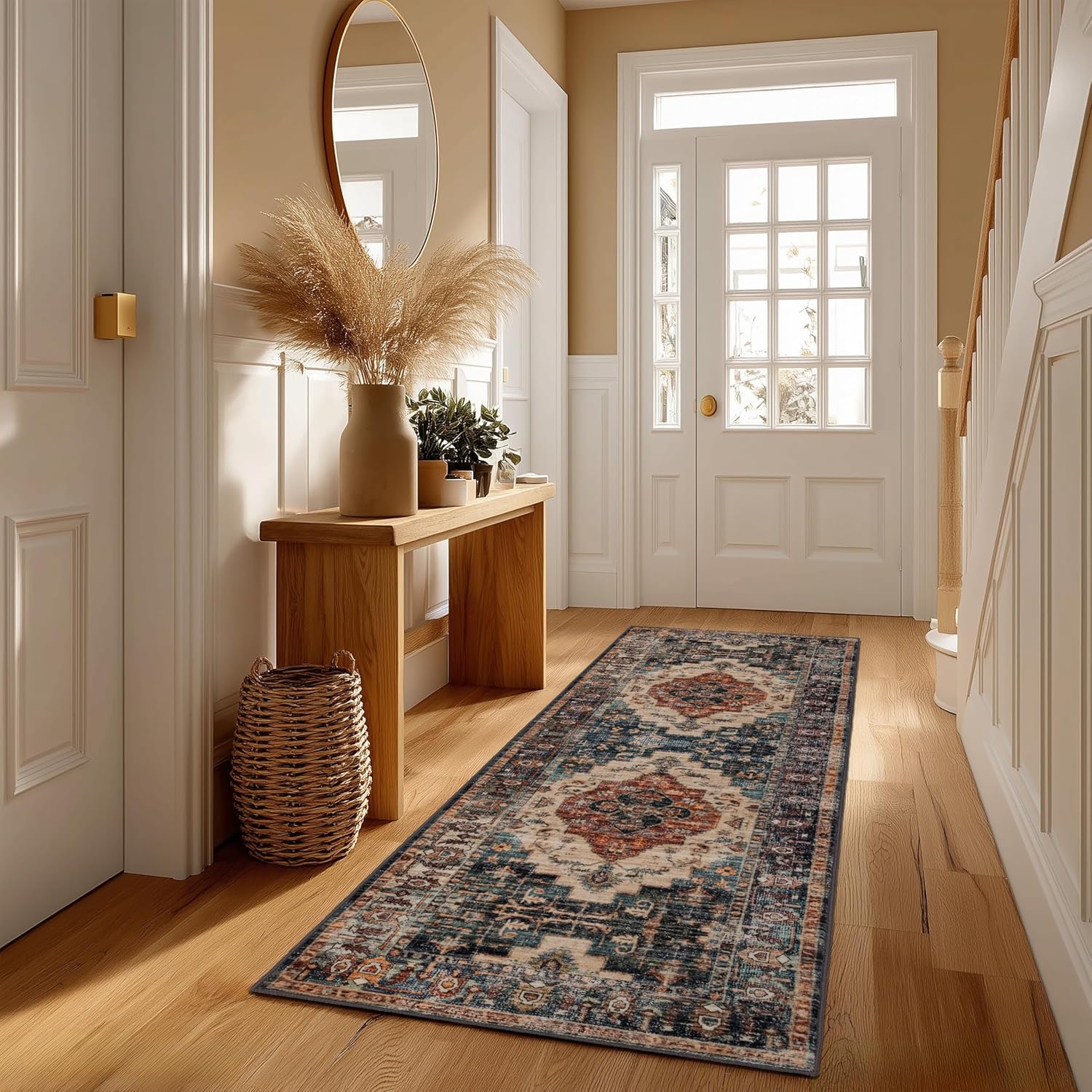 Area Rug for Bedroom Living Room, Washable Non-Slip Foldable Waterproof, Plush Soft for Office Dining Room Kids, Fluffy Easy to Clean, Decor Aesthetic Brown-Red, 2'×6'