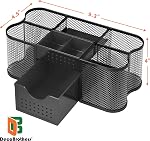 Deco Brothers Mesh Desk Organizer & Pen Caddy - Multi-Compartment Pencil Holder & Office Supply Storage Accessory for Desktop, Black