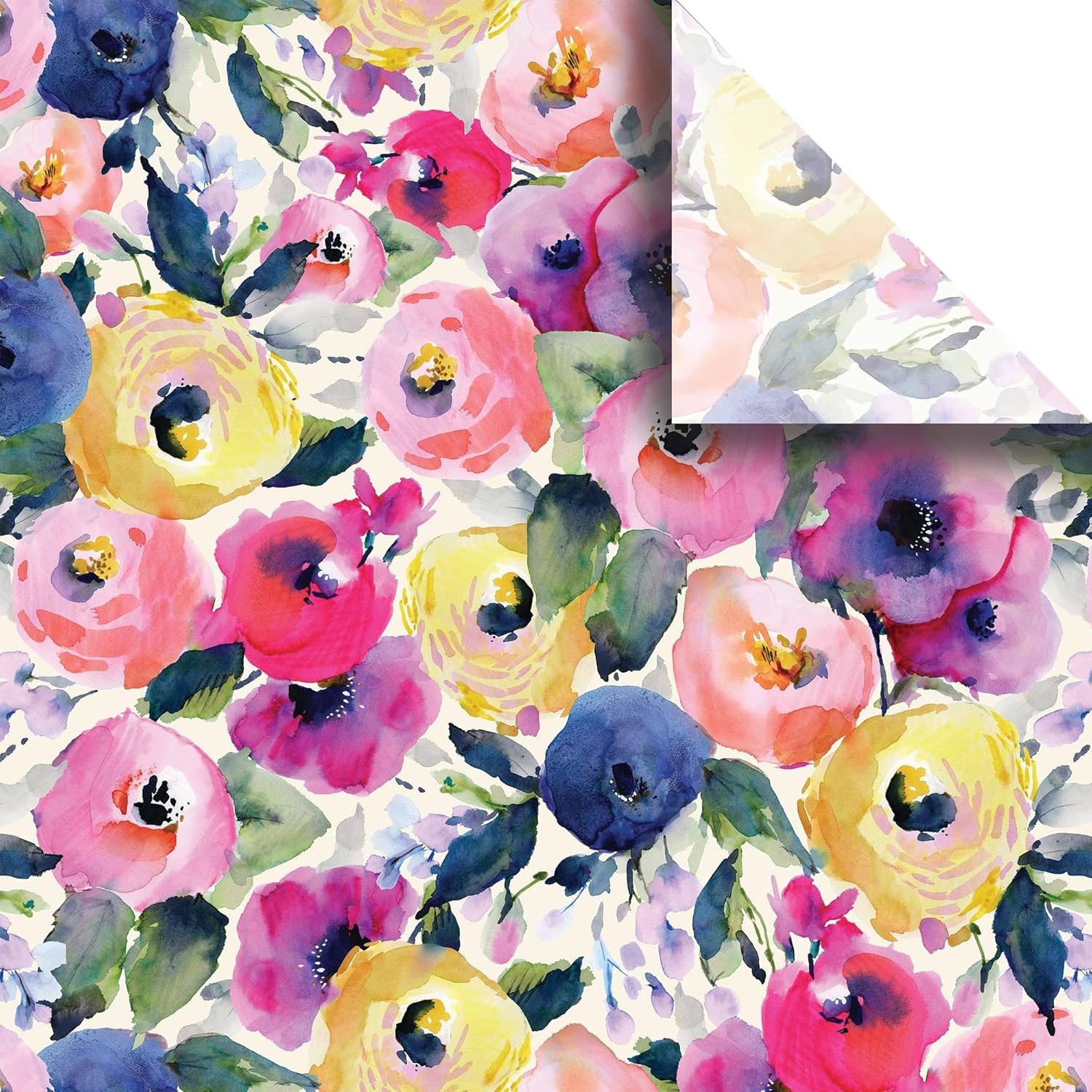 Jillson Roberts Printed Unfolded Gift Tissue 20" x 30", Watercolor Flowers (240 Sheets)