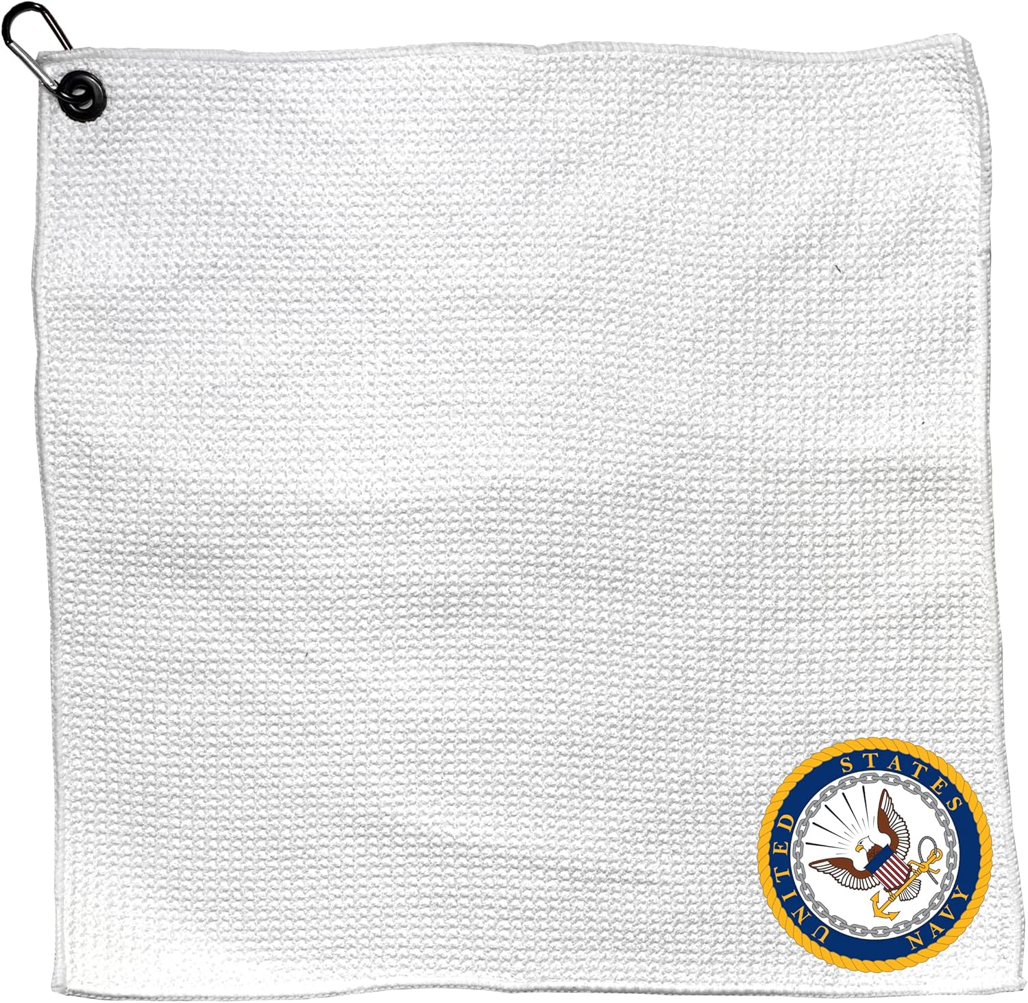 Team Golf Military Team Golf Military Microfiber Towel - 15" X 15" (White) With Carabiner Clip, Premium Microfiber with Deep Waffle Pockets- Superior Water Absorption and Quick Dry Golf Cleaning Towel
