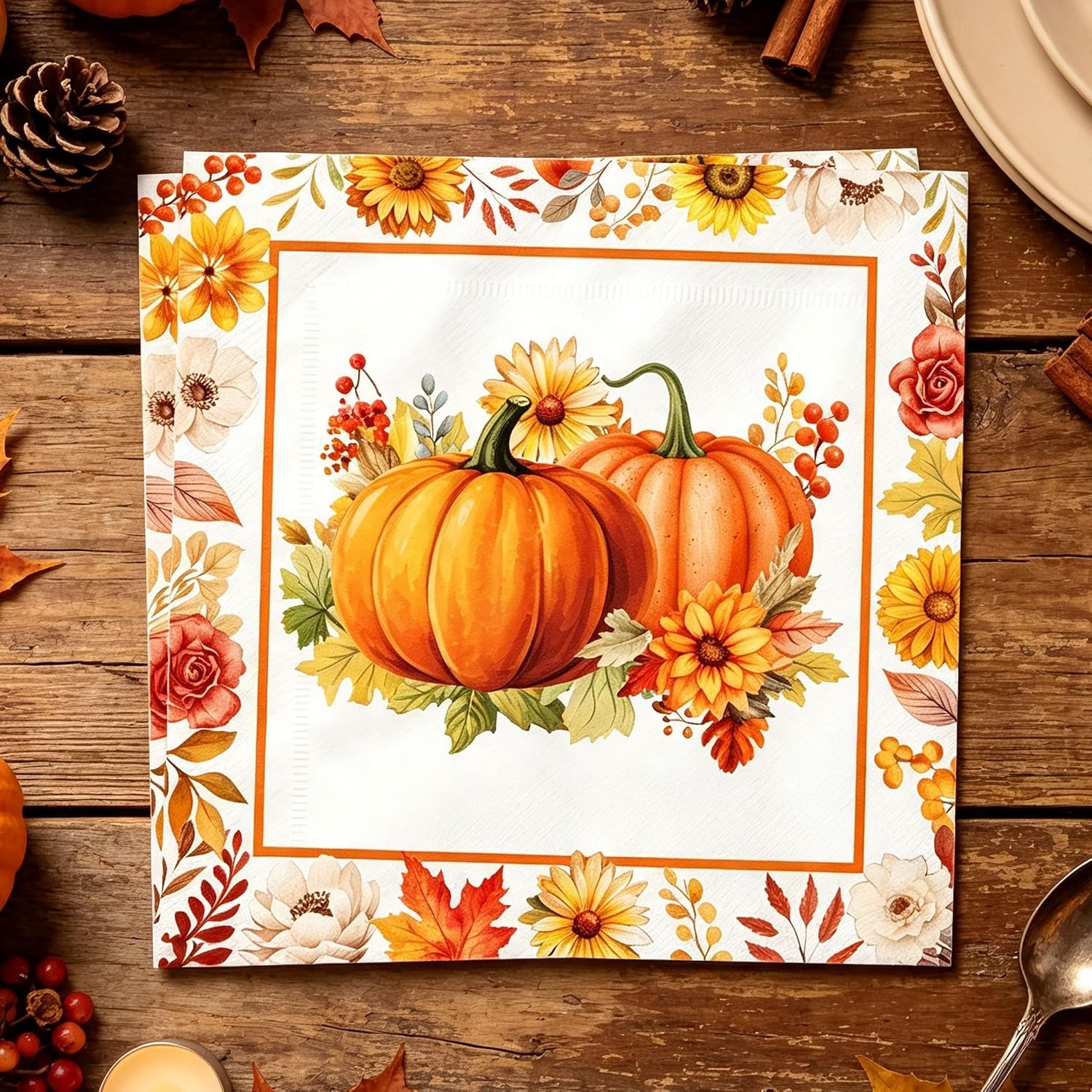 Thanksgiving Party Supplies Disposable Paper Napkins Fall Harvest Napkins
