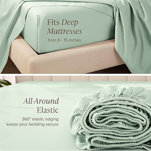 Miniatura 63 de Bare Home 100% Organic Cotton Sateen Fitted Sheet - Smooth Sateen Weave - Breathable & Cooling - Hotel Luxury - Durable Fitted Sheet - Deep Pocket