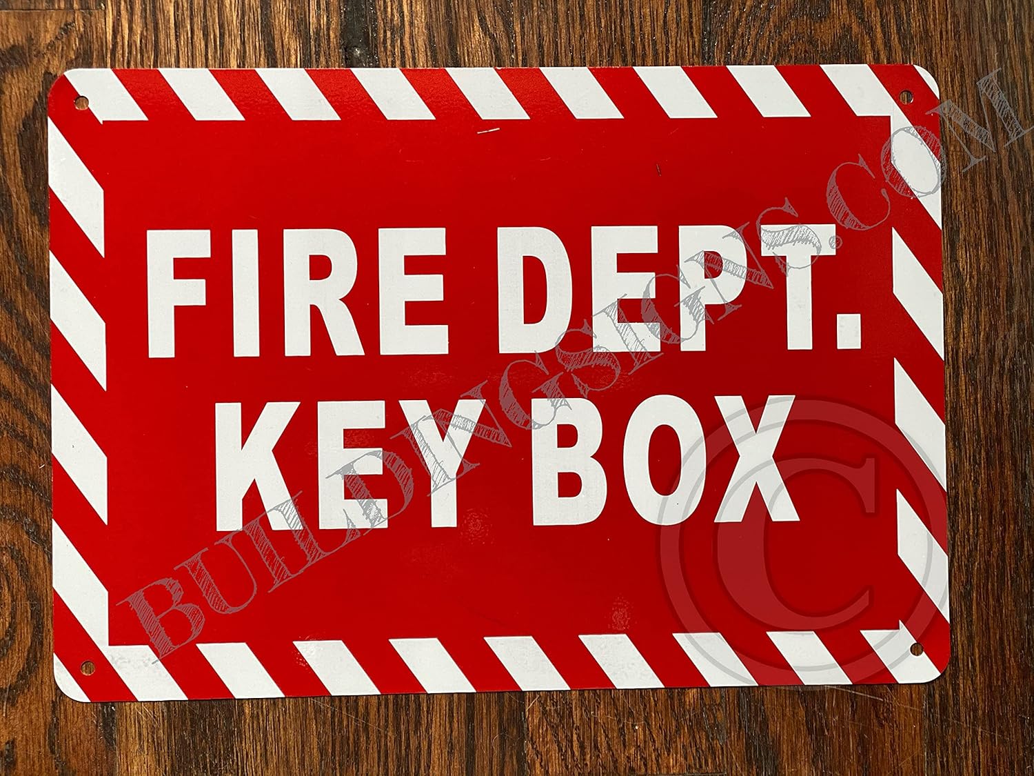 FIRE DEPT Key Box Sign (RED, Reflective, Aluminium 7X10,Rust Free)-Zebra LINE