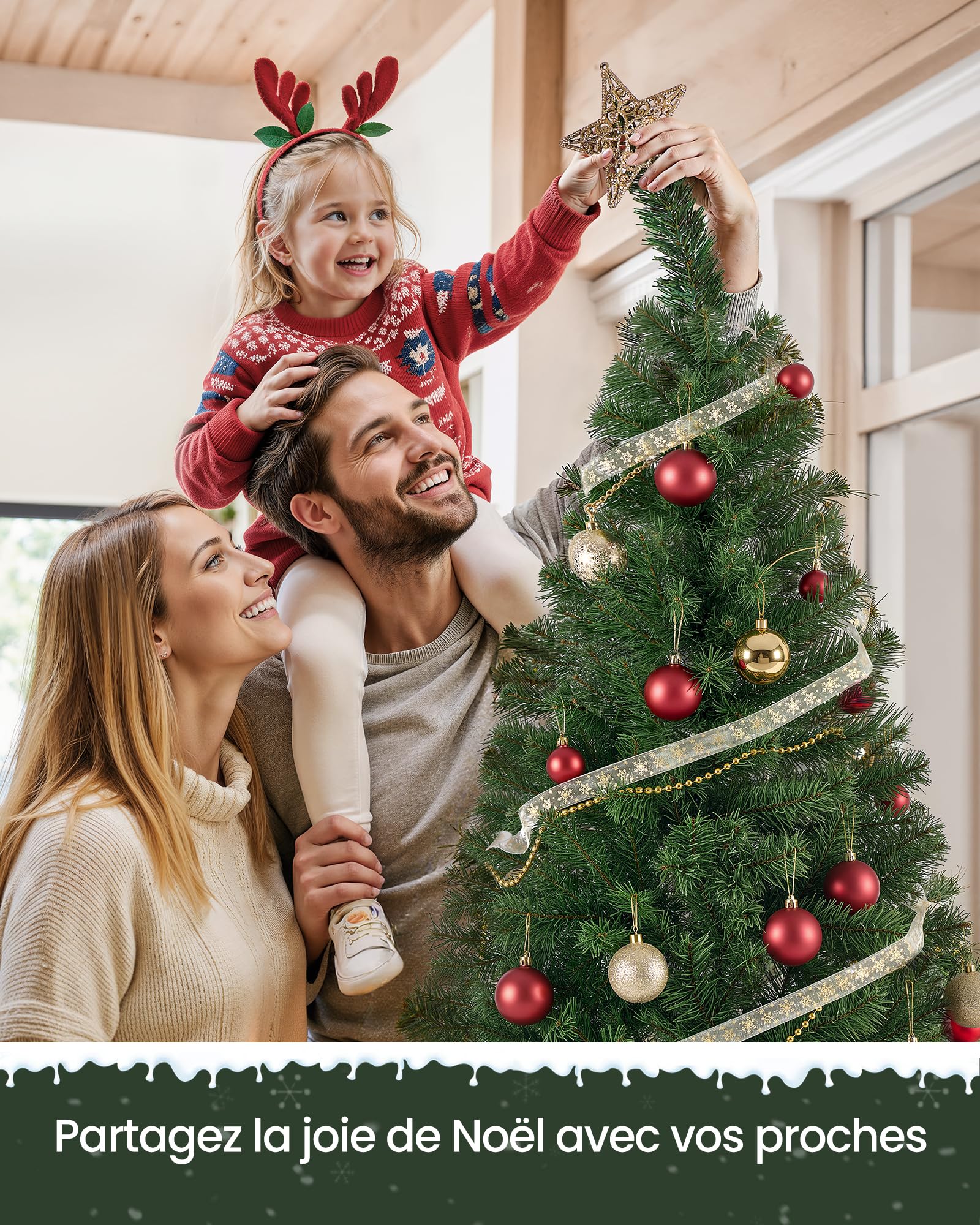 SONGMICS Sapin de Noël Artificiel, Sapin de 180 cm, Branches en PVC, avec Support en Métal, Montage Rapide, Vert LAT002CZ01