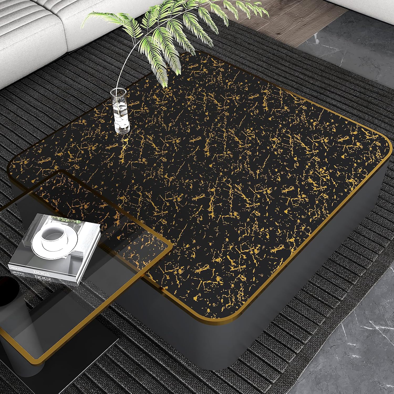 VEELIKE Black Gold Marble Contact Paper for Countertops Waterproof Marble Wallpaper Peel and Stick Countertops for Kitchen Bathroom 15.7''x354'' Black Counter Top Covers Laminate Sheet for Table Walls