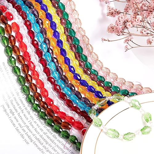 Miniatura 4 de 300 cuentas de cristal en forma de lágrima para fabricación de joyas, 0.315 x 0.472 in, con agujero vertical facetado, cuentas espaciadoras de