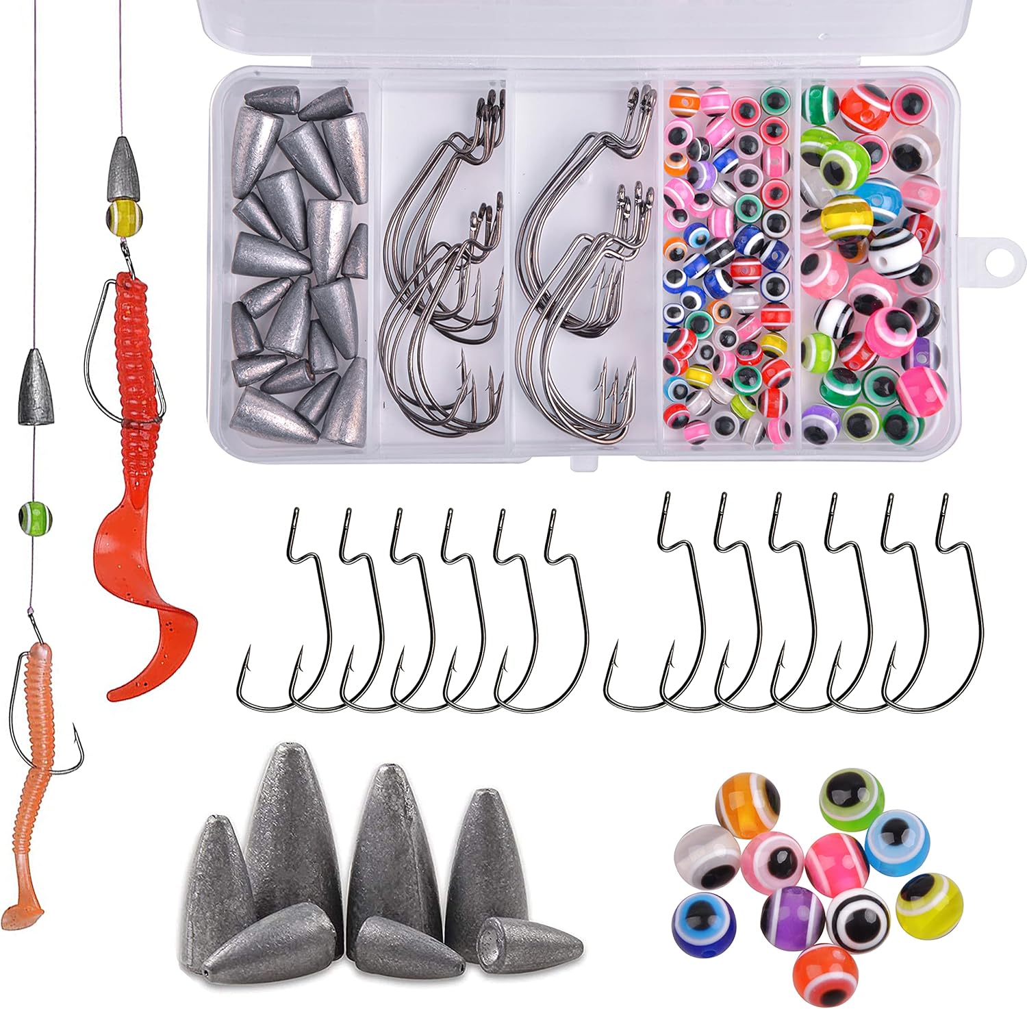 Amazon.com : Fishing Sinkers Fishing Beads Worm Hook Bass Fishing ...