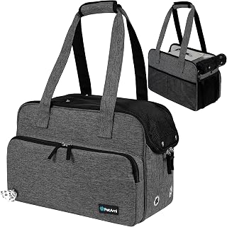PetAmi Small Dog Purse Carrier: Airline Approved Soft-Sided Bag for Pets Up to 18 lbs, Breathable Mesh, Sherpa Bed, Poop Dispenser, Dark Gray