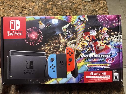 Nintendo Switch w/ Neon Blue & Neon Red Joy-Con + Mario Kart 8 Deluxe (Full Game Download) - Switch