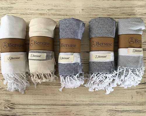 Vista 9 de Bersuse Toalla turca Laodicea 100% algodón, 37 x 70 pulgadas, gris plateado