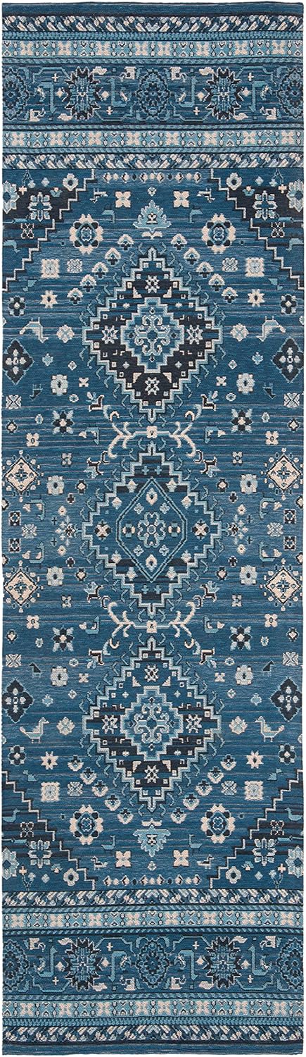 SAFAVIEH Classic Vintage Collection Runner Rug - 2'3" x 8', Blue & Charcoal, Oriental Distressed Design, Non-Shedding & Easy Care, Ideal for High Traffic Areas in Living Room, Bedroom (CLV101M)