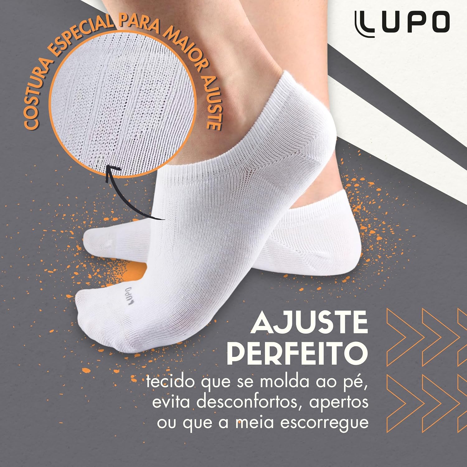 LUPO Kit 6 Pares Meia Soquete Sapatilha Invisível Esportiva Algodão Unissex Adulto LUPO Kit 6 Pares Meia Soquete Sapatilha Invisível Esportiva Algodão Unissex Adulto