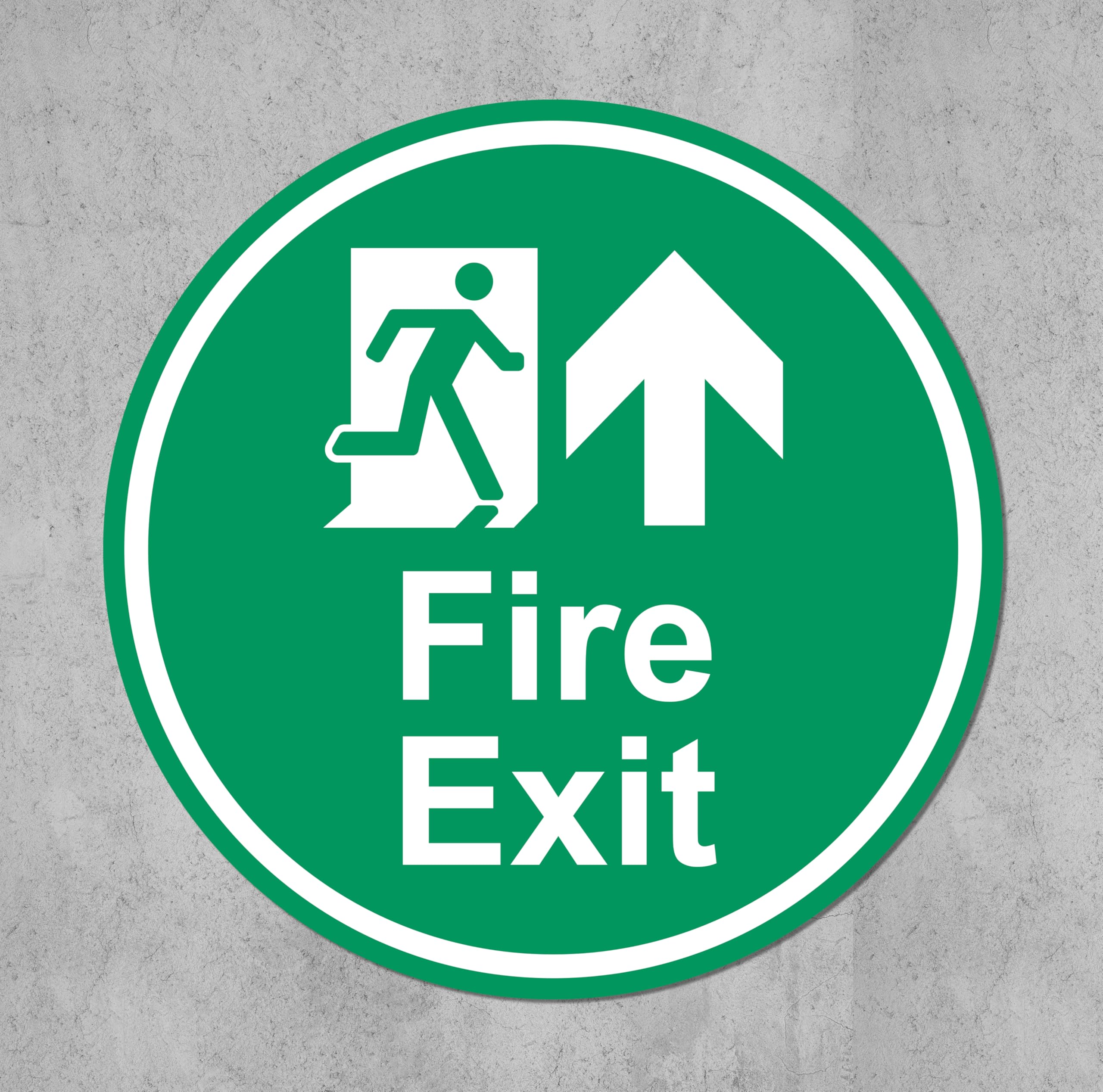 Fire exit upwards arrow emergency floor sticker - Self adhesive floor graphic (600mm x 600mm)
