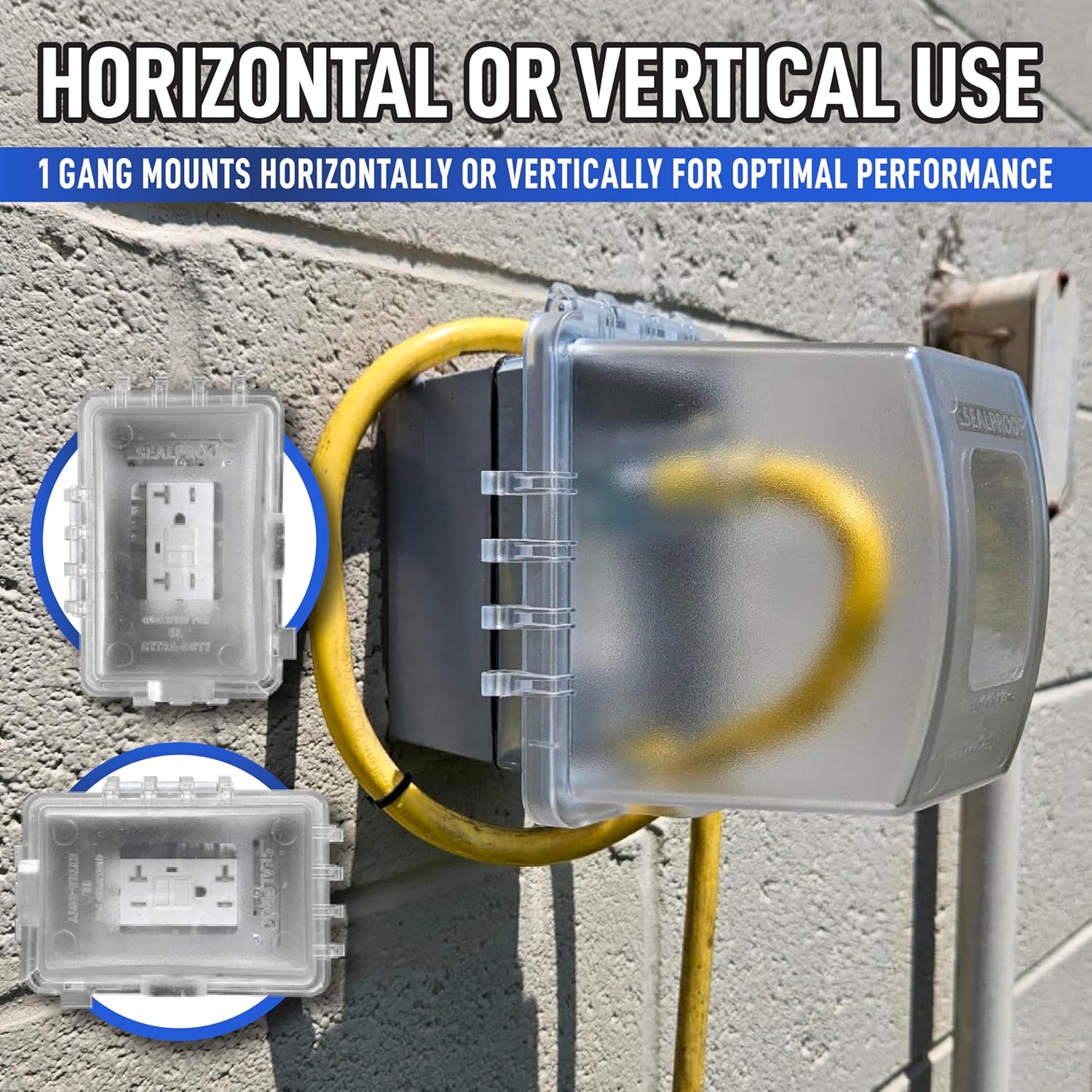 Sealproof 1-Gang Weatherproof In Use Outdoor Outlet Extra Deep Cover | Lockable, UL Extra Duty Compliant, 18 Configurations, Polycarbonate