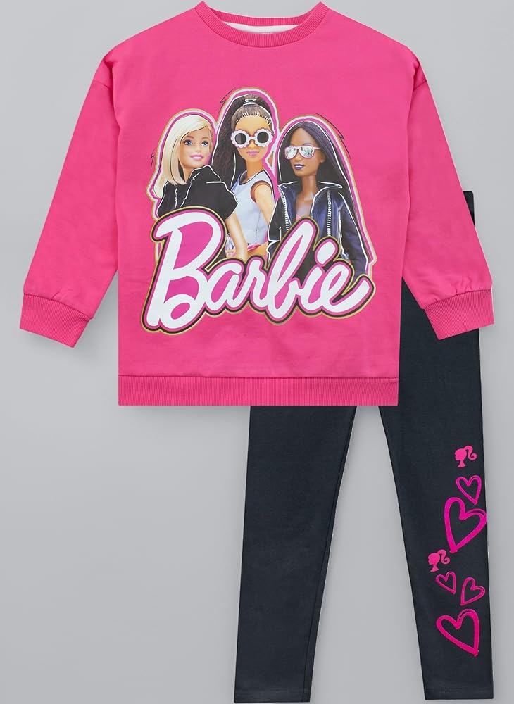 Set Felpa E Leggings Barbie Per Bambine - Abbigliamento Ufficiale, Cotone Confortevole, Dai 4 Ai 12 Anni - Foto 8