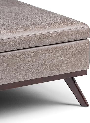 Miniatura 331 de SIMPLIHOME Owen - Bandeja rectangular moderna de mediados de siglo de 34 pulgadas de ancho, otomana pequeña para almacenamiento de mesa auxiliar, en