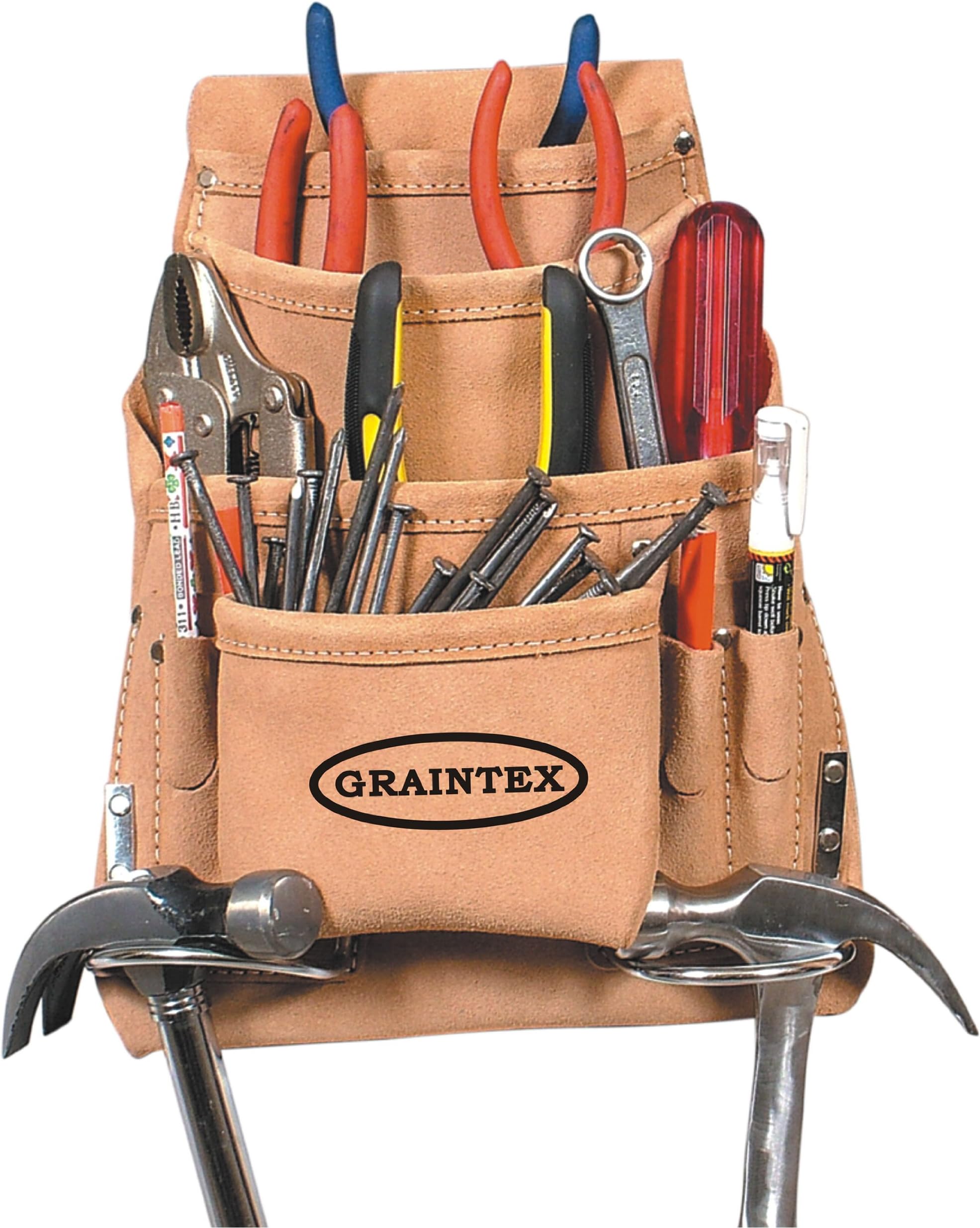 Graintex PL44S 10-Pocket Nail and Tool Pouch Suede Leather