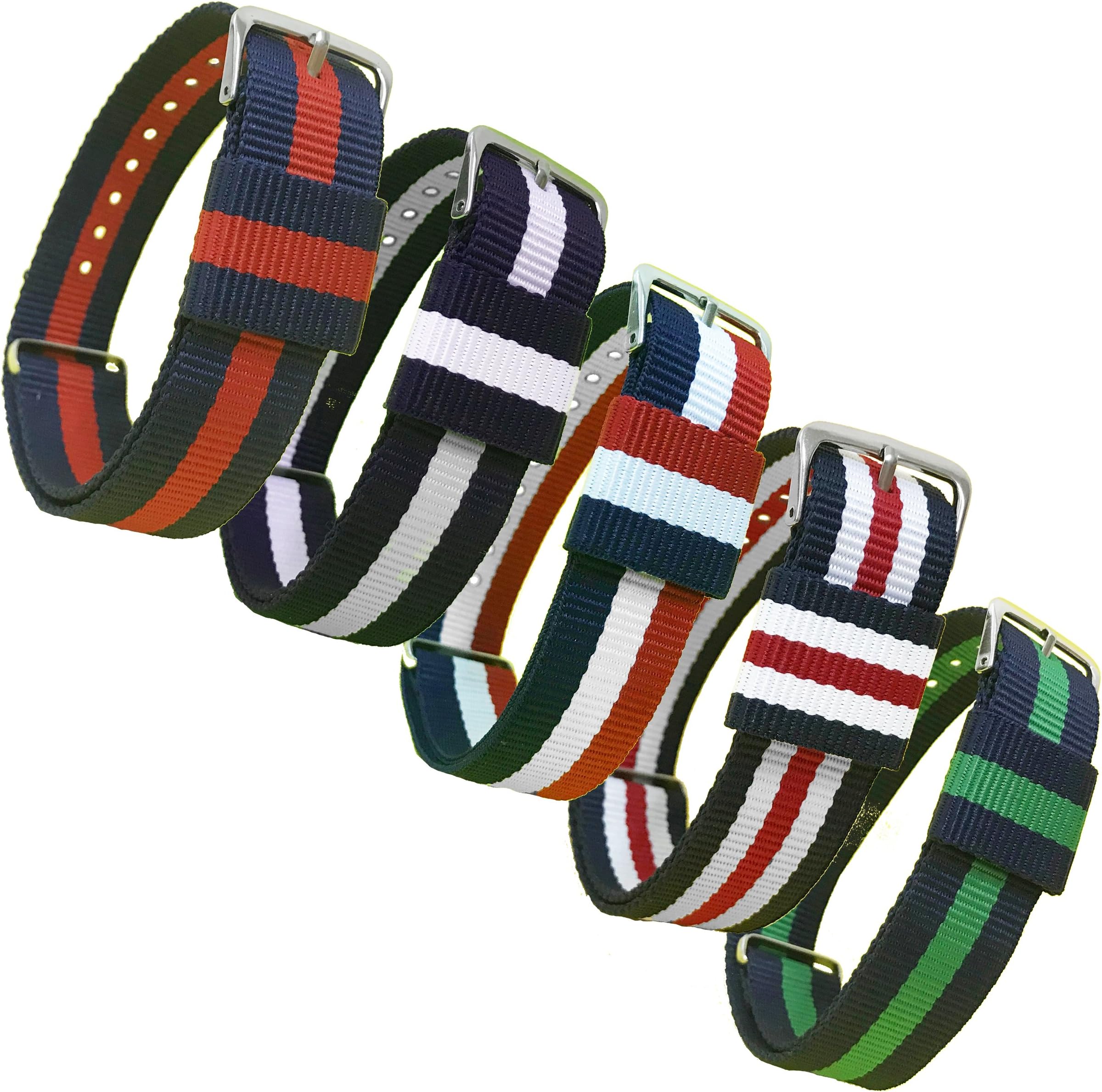 20mm 5-Pack Nylon NATO Watch Strap Bundle