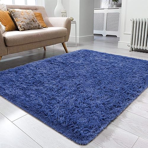 Miniatura 222 de Ompaa Alfombra esponjosa, alfombra mullida súper suave para dormitorio, sala de estar, alfombra grande de felpa de 6 x 9 pies, alfombra de pelo Negro