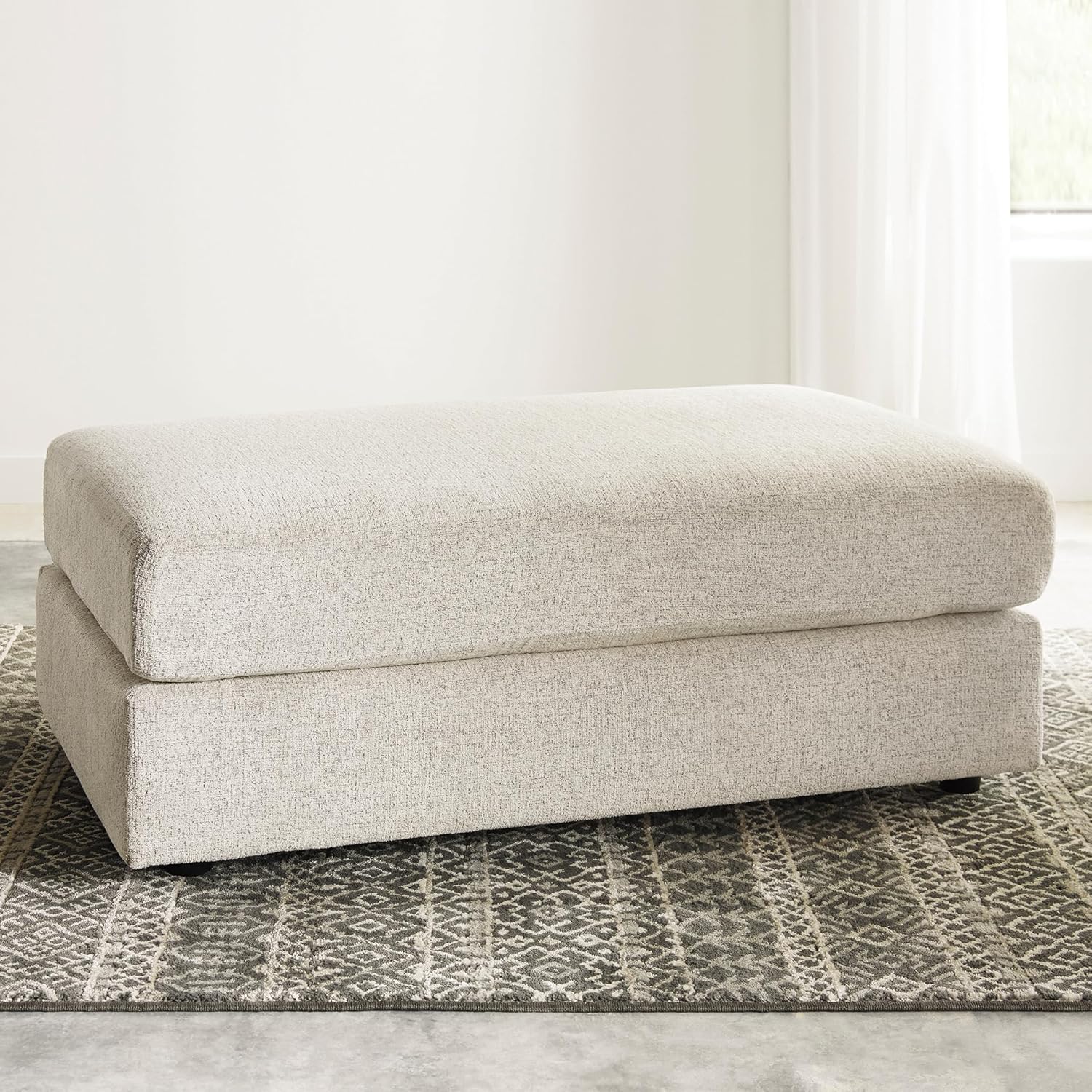 Signature Design by Ashley Soletren Contemporary Chenille Oversized Ottoman, Off-White