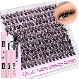 Fluff Lash Clusters Kit Wispy Lash Extension Kit 10-18MM Natural Lashes Clusters 180PCS Cluster Eyelash Extensions with Lash Bond and Seal and Lash Applicator DIY Eyelash Extension Kit by Pleell