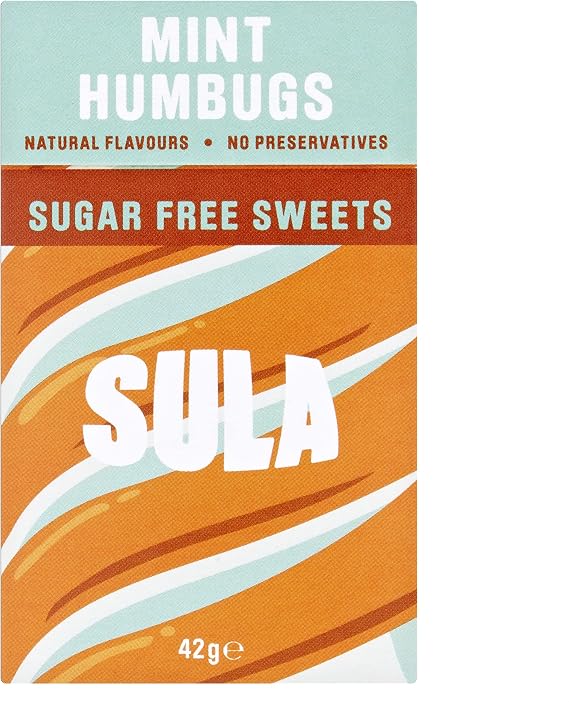 Sula Mint Humbugs Sugar Free Boiled Sweets, 42 g (14-Pack)