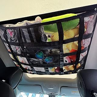 Car Ceiling Cargo Net, Upgraded Strong Bearing Capacity Roof Cargo Net, Strengthen Load-Bearing Storage Net for Road Trips Car Camping Truck SUV Travel Long Road, 34"x22.4"