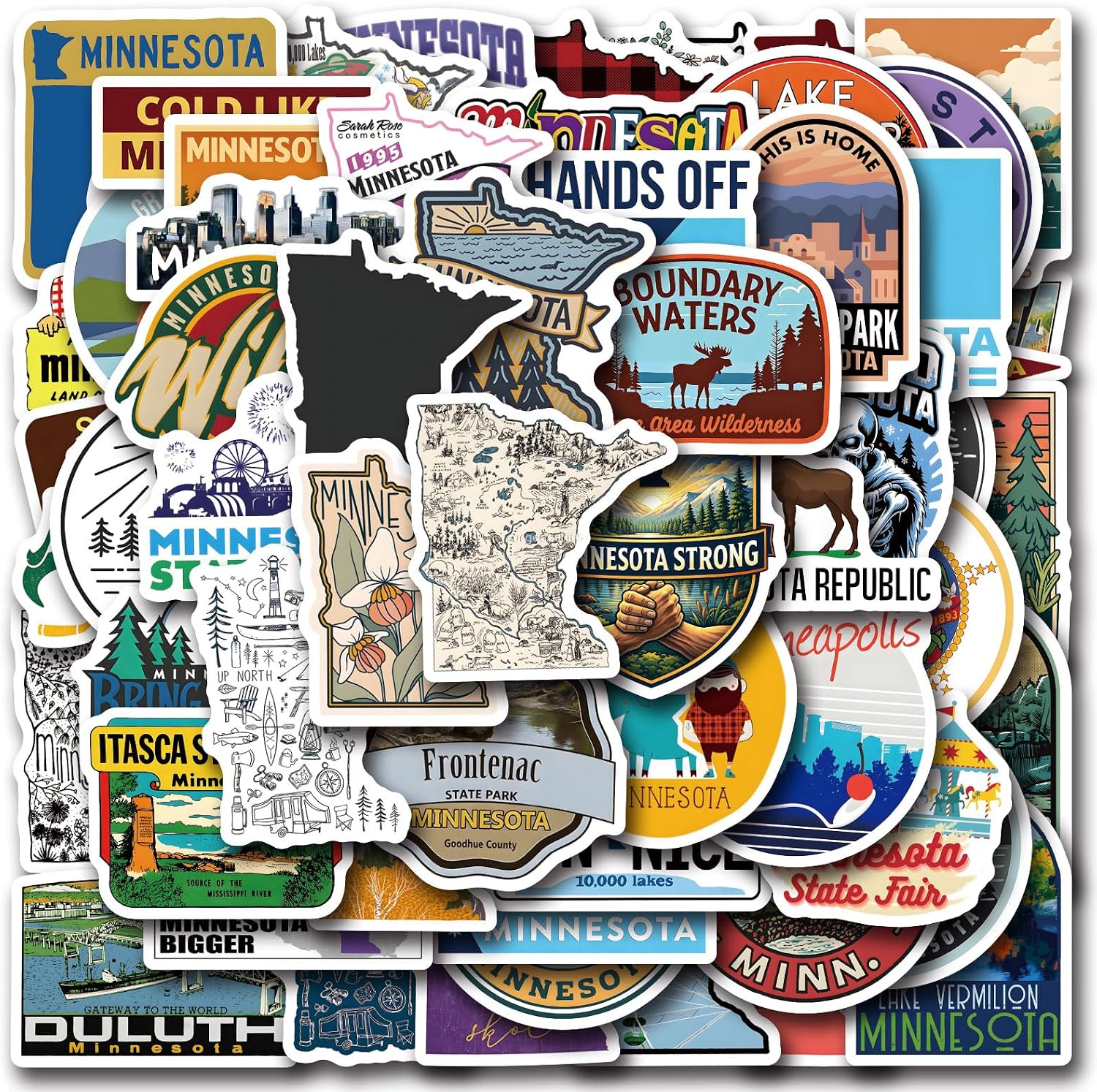 Mn Tags Sticker Amazon.com: 62pcs Minnesota Stickers Minnesota Travel Sticker Pack for ...