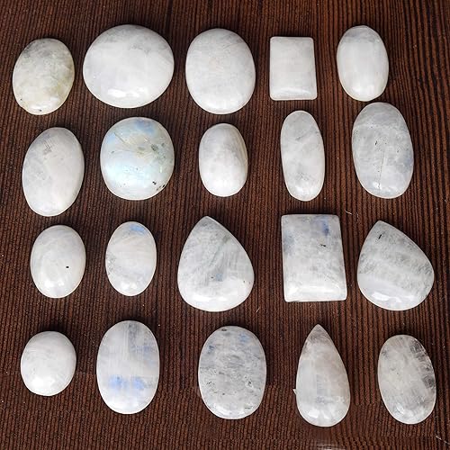 Miniatura 3 de GEMHUB Blue Flash Mix Cabujón Piedra Lunar 200.00 Ct Lot Natural Blanco Liso Piedra Lunar Piedras Gemas Sueltas EW-968, Gema, lote de piedras