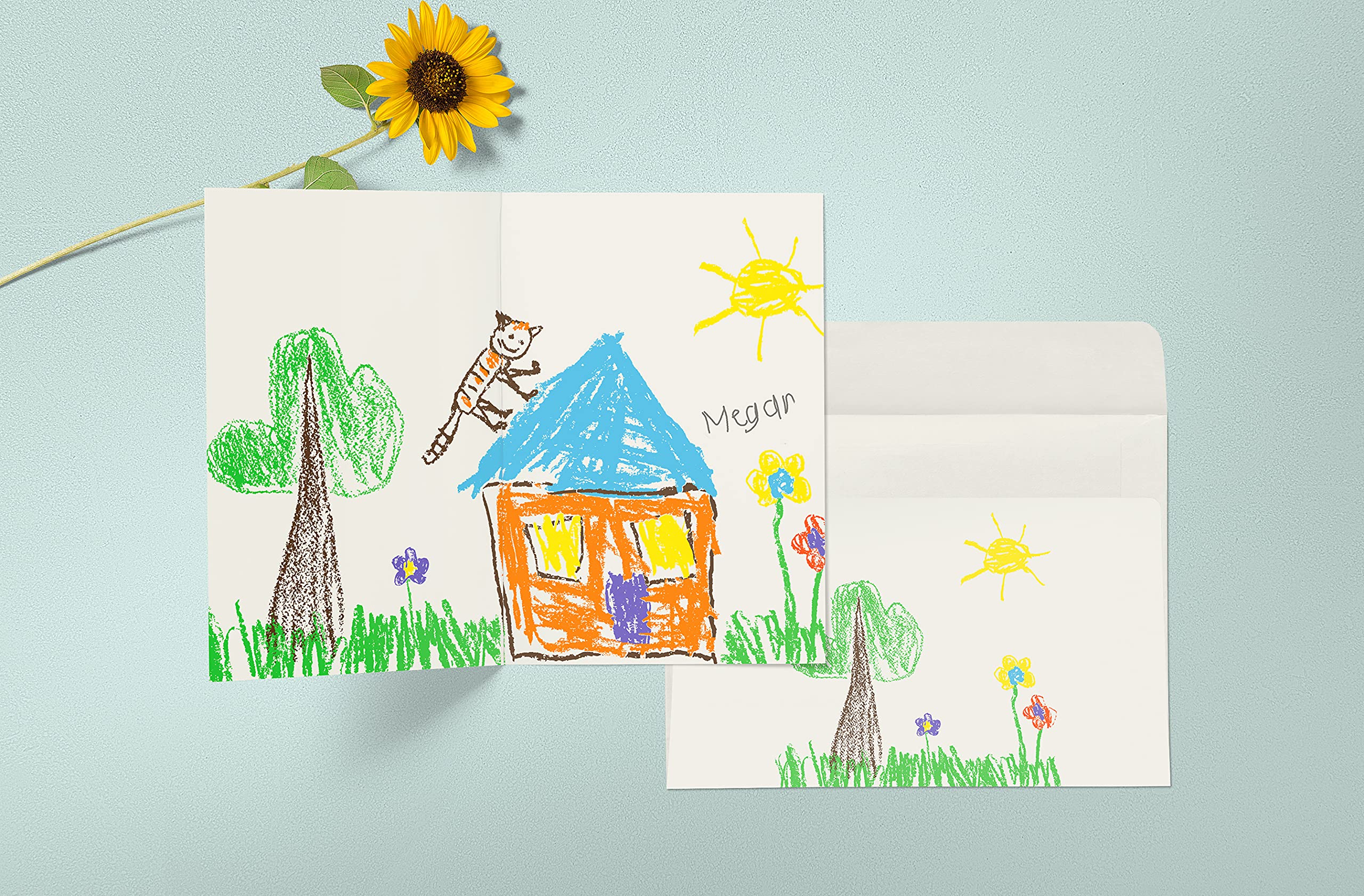 Better Office Products - Juego de 100 tarjetas y sobres en blanco preplegados, tarjetas de invitación, cartulina pesada, sello engomado, 12,7 x 17,8 cm, paquete de 100 tarjetas y 100 sobres