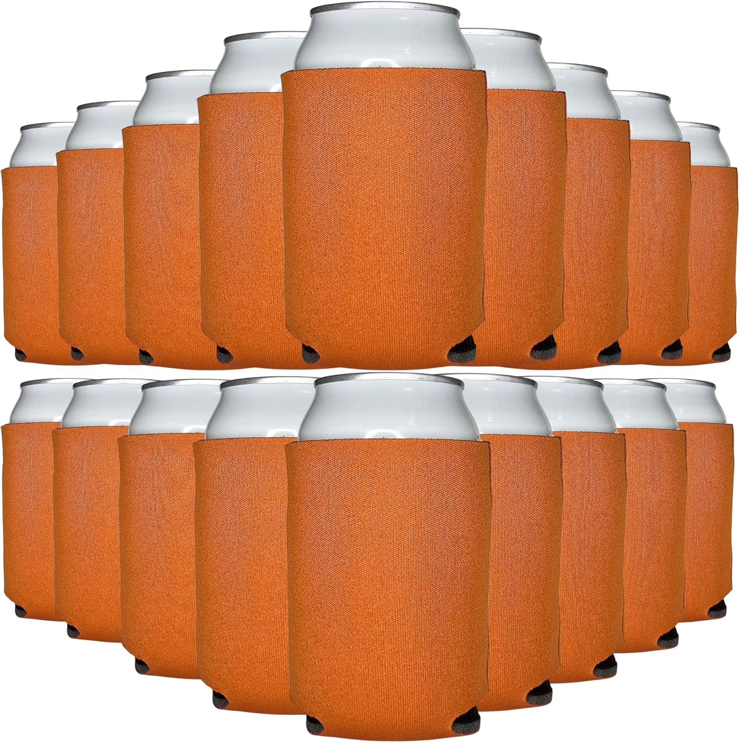 TahoeBay Bulk Blank Beer Can Cooler Sleeves (50-Pack) Sublimation Blanks for Vinyl Plain Soft Foam Can Sleeves Coolers for Soda Cans & Bottles Black, White, Assorted Solid Color (Texas Orange)
