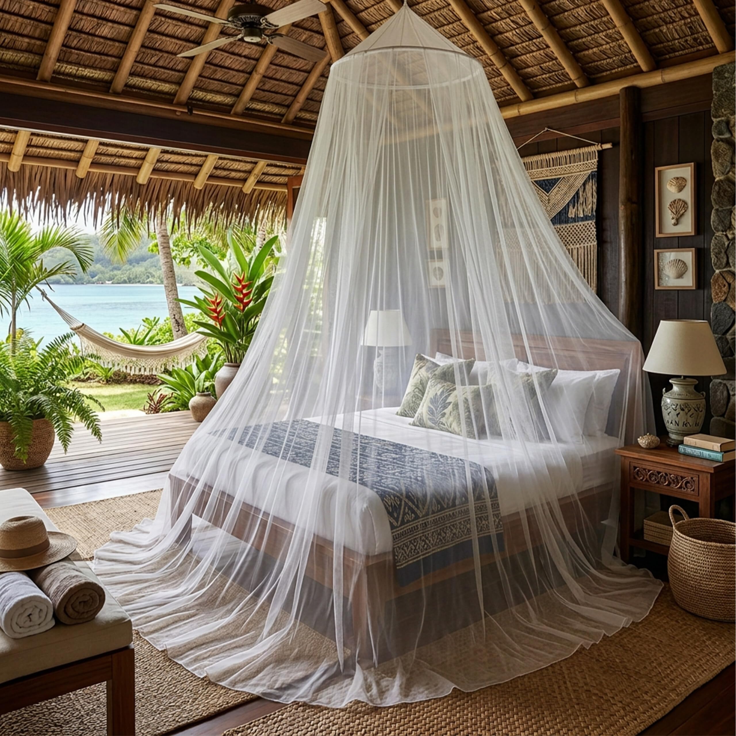 Relaxdays Moustiquaire, H x D : 250 x 60 cm, XXL pour lit Simple et Double, Maison & Voyages, avec Sac, Blanche