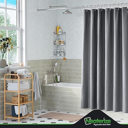Vista 42 de NEATERIZE Cortinas de Baño Elegantes - Cortina de ducha verde salvia estilo hotel para baño con diseño de gofre, 36 x 72 pulgadas, cortina de ducha