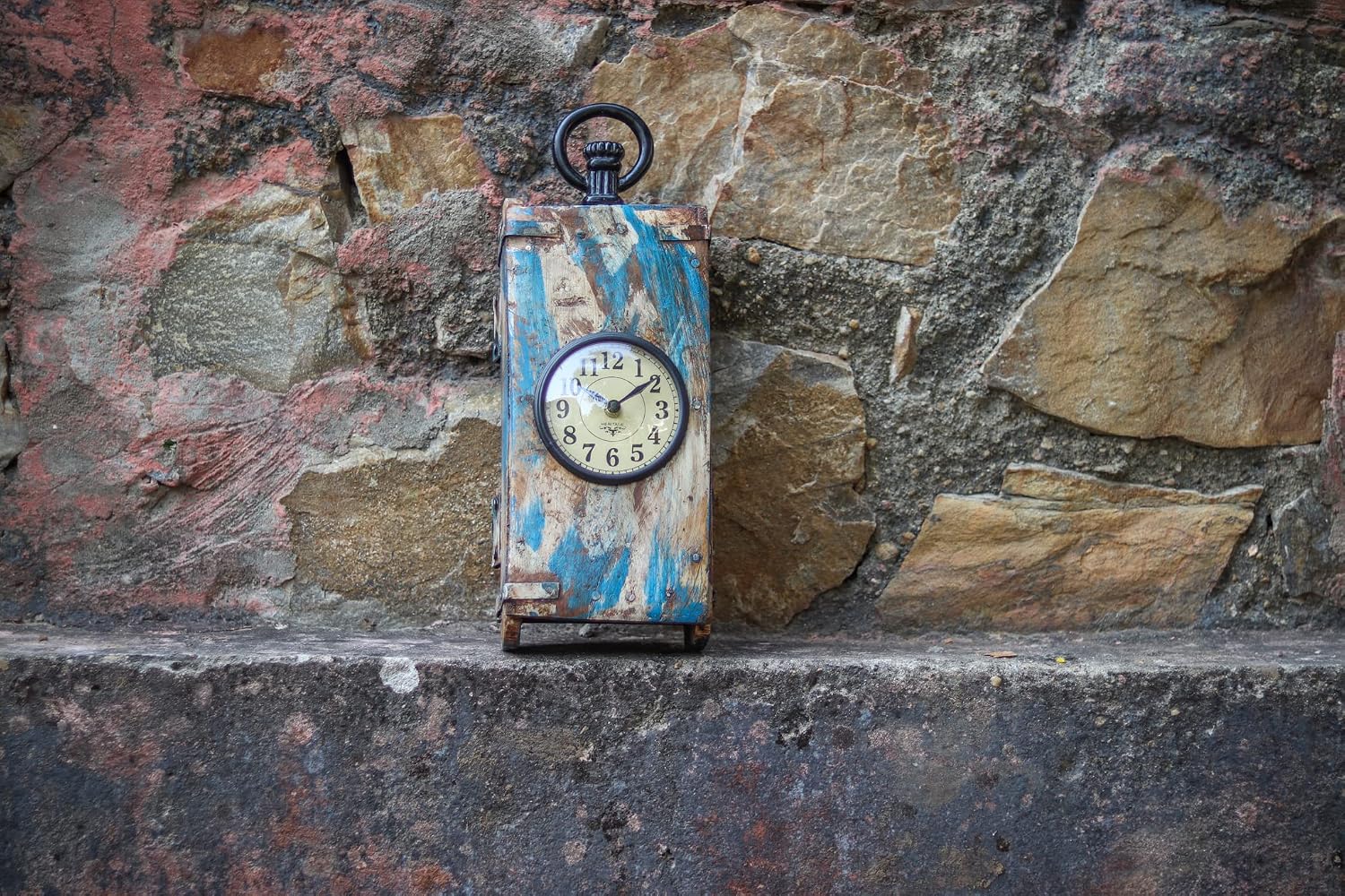 DeKulture Block Maker Vintage Design | Large Industrial Wall Clock | Handcrafted Recycled Wood & Iron | Limited Edition | Living Room, Dining Room, Office | 15x10x40cm