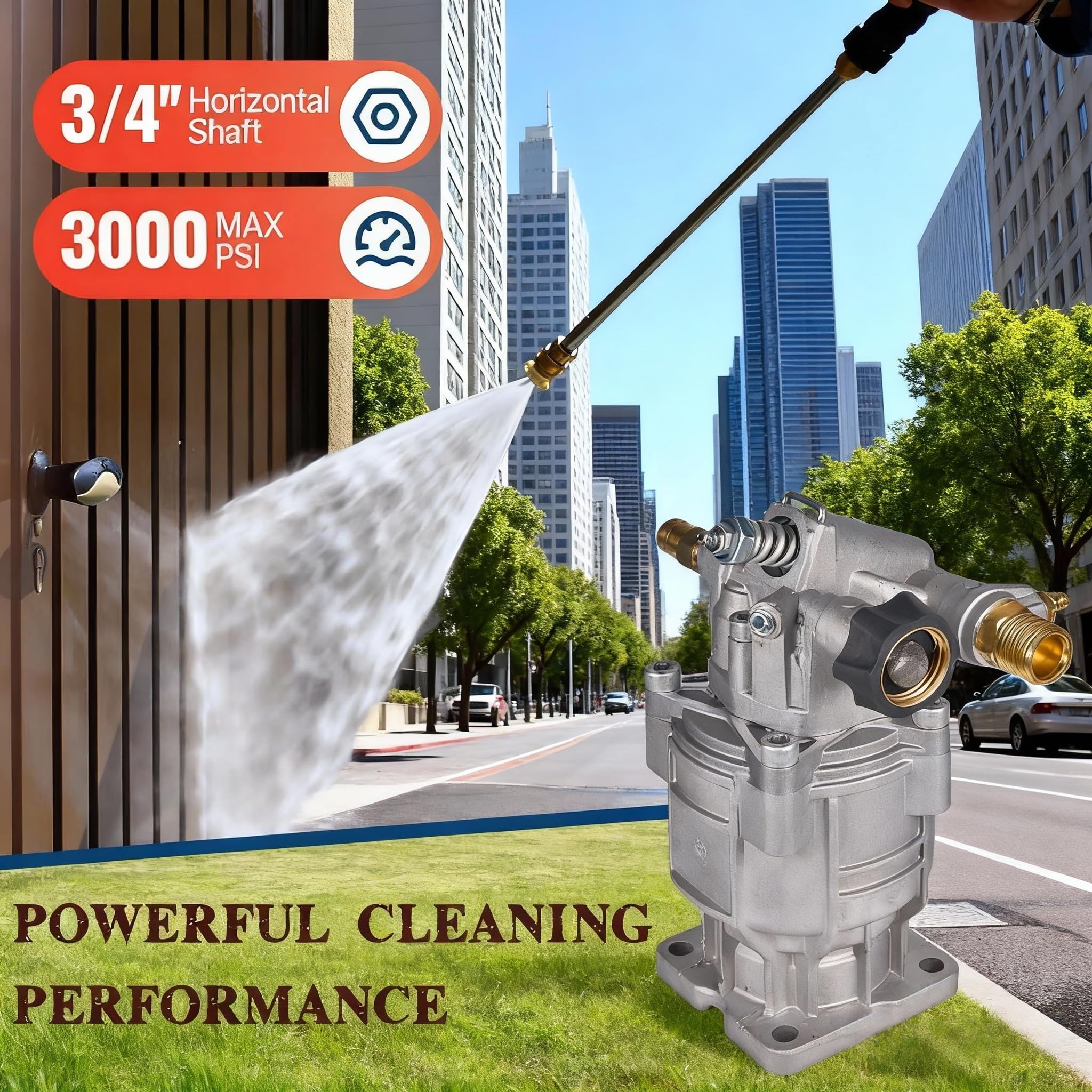 Pozioma pompa ciśnieniowa z wałem 3/4 cala, 2600-3000 PSI przy 2,5 GPM, oryginalna inżynieryjna pompa OEM do Honda Simpson Ryobi itp. Większość markowych myjek z silnikiem gazowym z 5