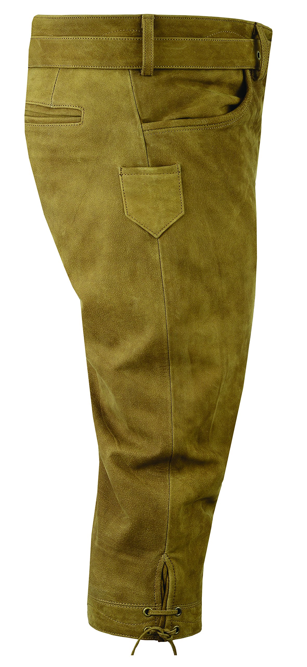 Kniebundhose Leder Nubuk-Fuente Jagdhose- Trachtenlederhose Herren- Damen Kniebundlederhose -Trachten Lederhose mit Gürtel in Braun, Camel, Grün, Grau, Trachtenhose Knielang