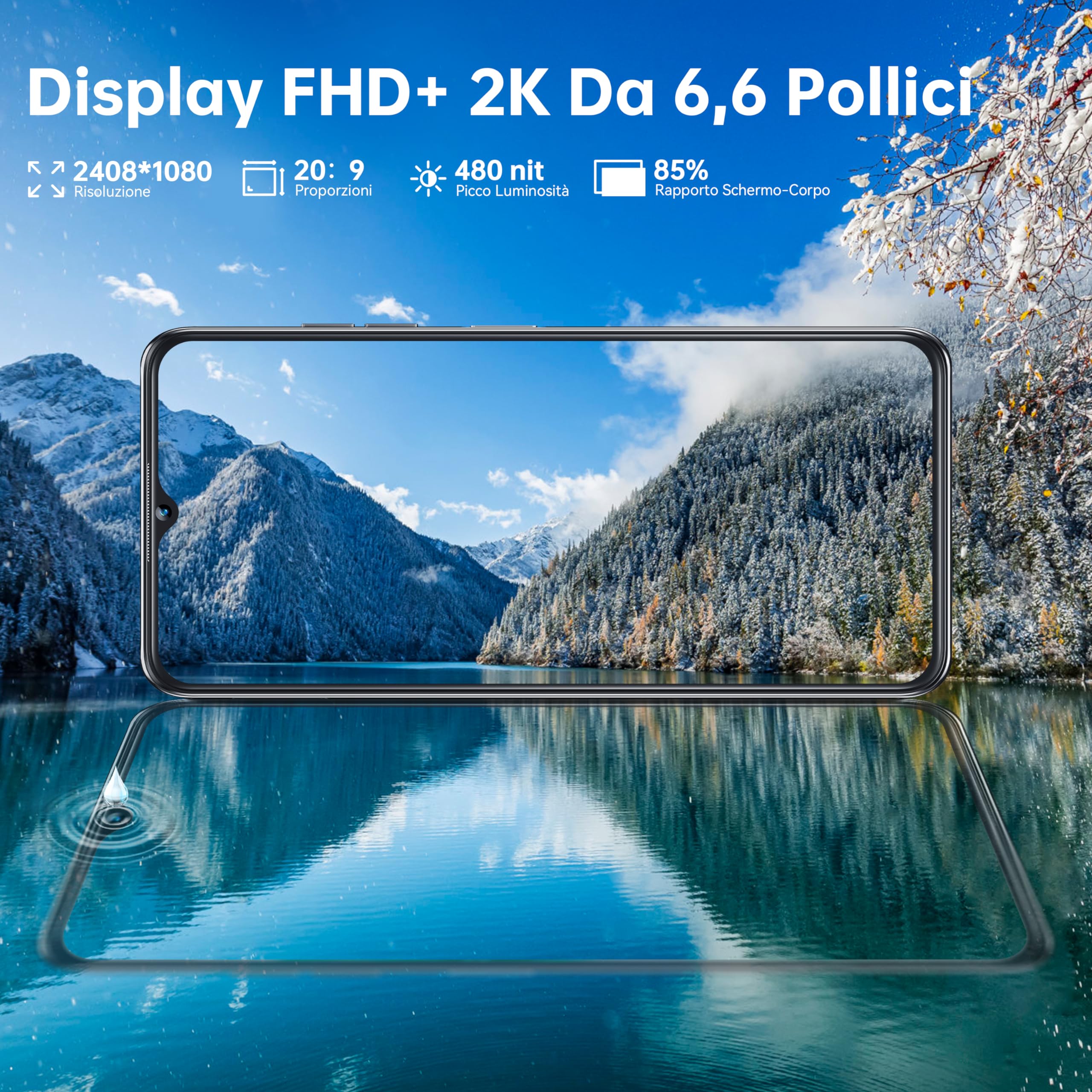 OUKITEL C38 Smartphone - 24GBRAM + 256GB ROM/1TB-TF, 6.6" FHD+ Octa-Core Android 13 Telefono, 5150mAh Batteria 48MP+32MP Smartphone Offerta, 4G Dual SIM Telefono, Fingerprint/OTG/GPS